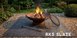 Черная ригельная брусчатка из натурального камня извесняк RKS Slate Belgian Black