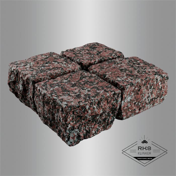 Гранитная брусчатка Гранатовый амфиболит, Колотая, 100x100 мм в Смоленске