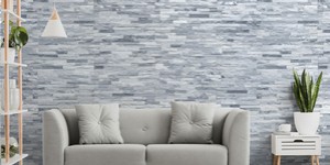 Декоративный камень для стен в интерьере 3D панели RKS SLATE Мрамор Cloudy Grey дизайн на фото (9)
