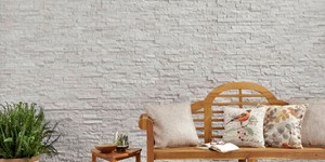Каменная стена в интерьере фото 3D панели RKS SLATE Кварцит White Quartz Classic купить камень для стен с доставкой (14)