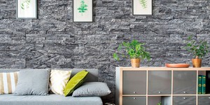 Камень для стен интерьера купить 3D панели Мрамор RKS Slate Woody Grey Classic фото после ремонта (3)