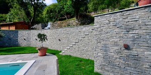 Забор и подпорные стены из камня 3D панель RKS SLATE Кварцит Grey Quartz Country большая галерея фото (2)