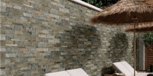 Забор из камня фото 3D панели RKS SLATE Кварцит Deoli Green Natural заказать