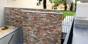 Забор из натурального камня фото 3D панели RKS SLATE  Кварцит Biege Quartz Country купить