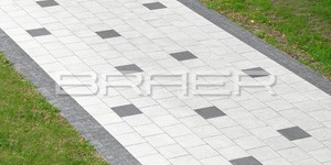 Фото садовых дорожек из тротуарной плитки БРАЕР Лувр (гранит на сером, мрамор)